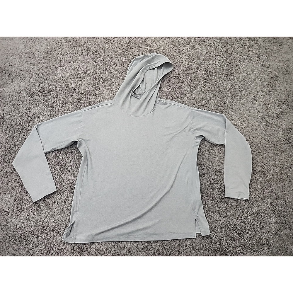 Athleta UpTempo II Sweatshirt Womens‎ L Gray Side Split Performance Sun Hoodie